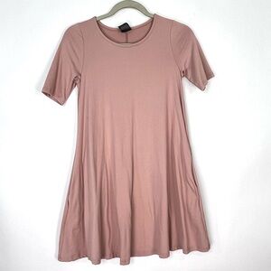 Agnes and Dora Blush Light Pink Short Sleeve Dress Tunic Top with pockets Sz XXS